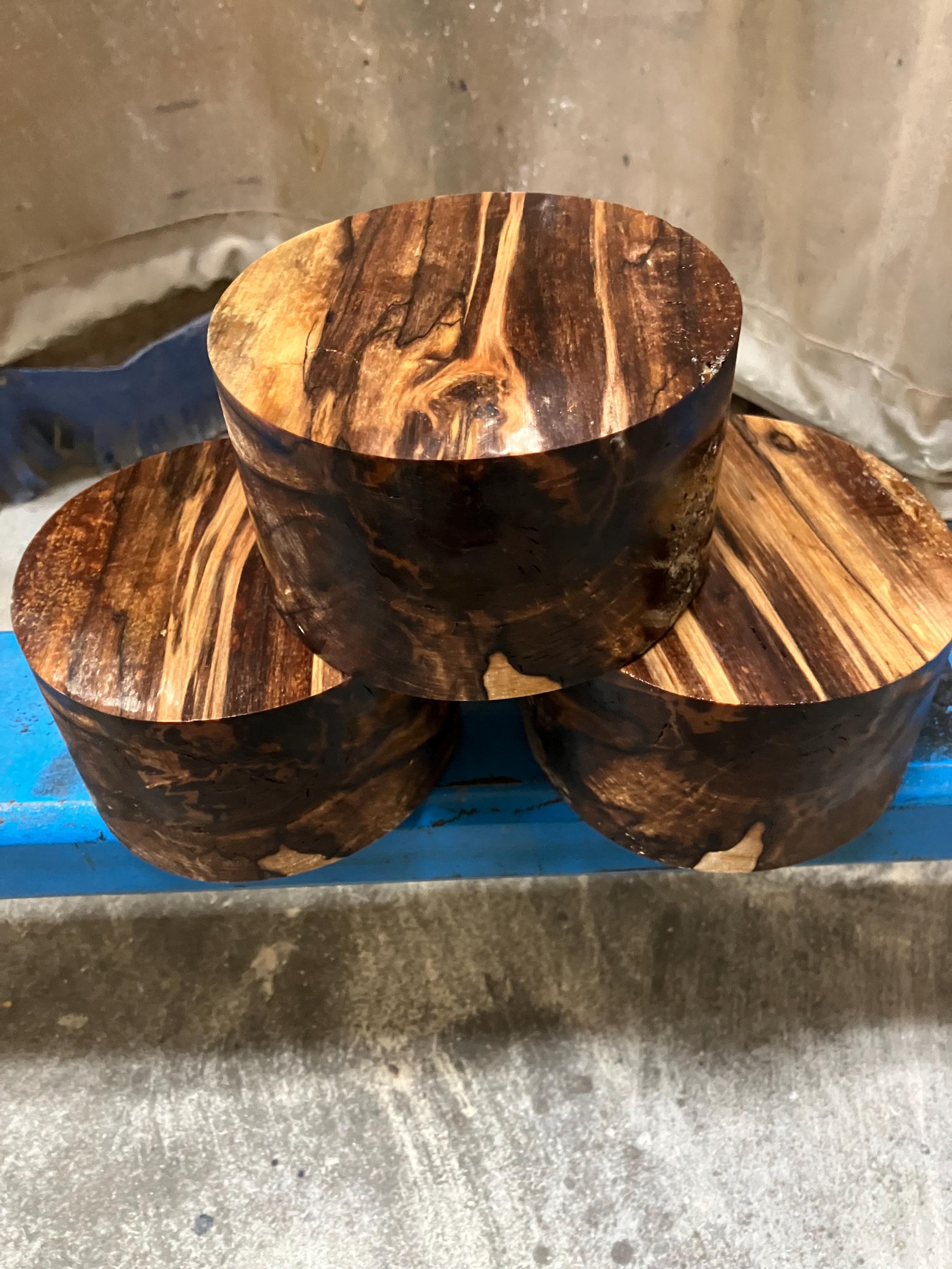 A 3 pack of beautiful, Spalted, Stabilized, White Birch turning blanks. Bowl blanks!