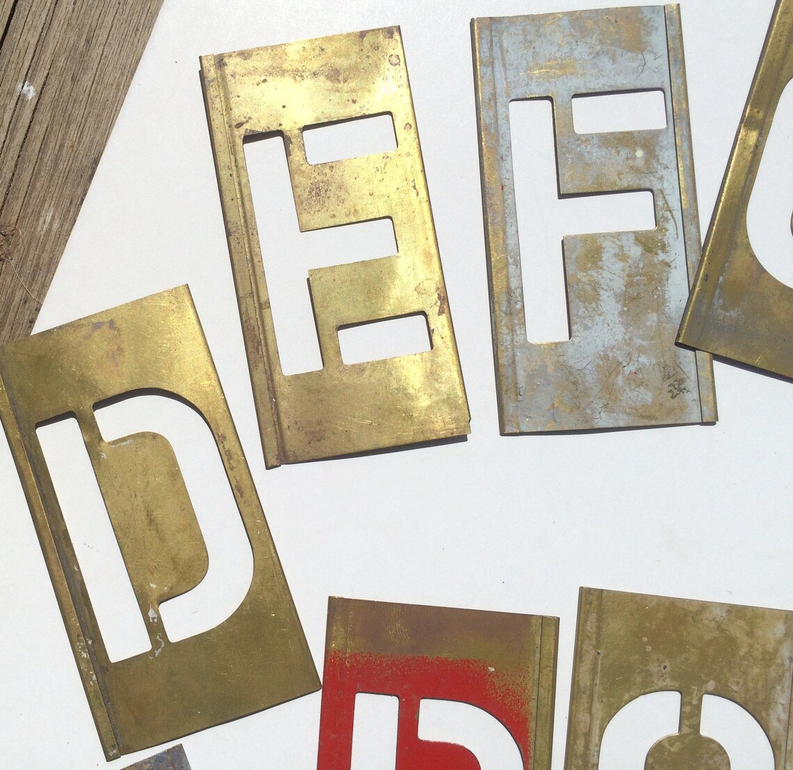 Antique brass stencil letters vintage interlocking stencil Etsy