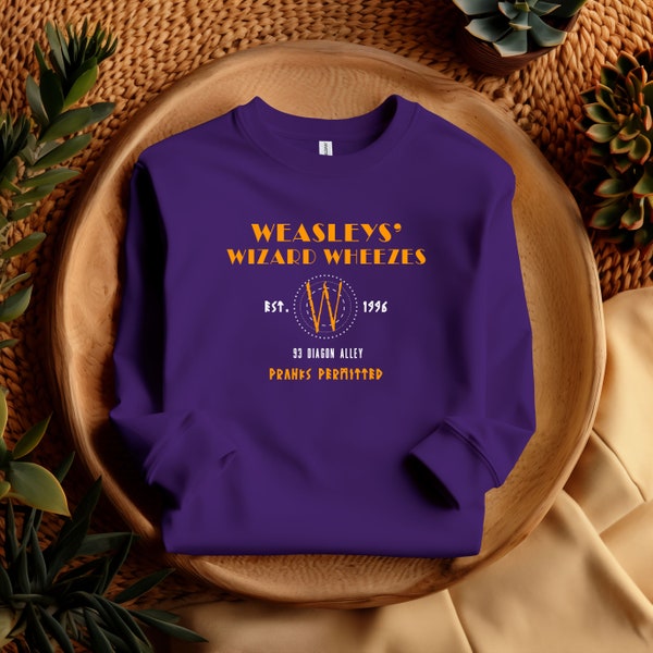 Weasleys' Wizard Wheezes Sweatshirt, Unisex Plus Size Wizarding World HP Inspired Merch, Weasley Pranks Permitted