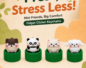 Fidget Clicker Keychain, 3D Printed Animal Sensory Toy, Stress Relief Desk Toy, Basic Edition