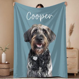 Manta personalizada para mascotas con foto y nombre de mascota, manta personalizada con retrato de perro, mantas personalizadas para perros, manta con foto de gato, regalo para papá perro