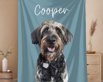 Personalisierte Haustier Decke mit Haustier Foto + Name Personalisierte Hunde Portrait Decke Personalisierte Hundedecke Katzen Bild Decke Haustier Foto Hund Dad Geschenk
