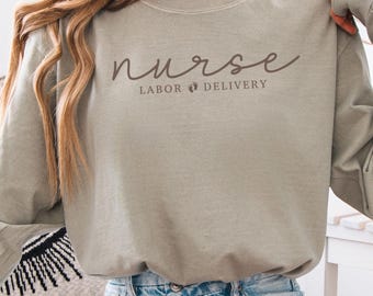 Maglietta a maniche lunghe per infermiera di sala parto, Comfort Colors® L&D Tee, T-shirt per infermiera di sala parto, Felpa per infermiere, Regalo di ringraziamento