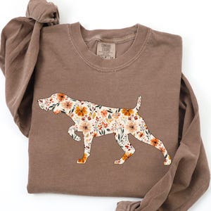 German Shorthaired Pointer Long Sleeve Shirt, Comfort Colors® Floral GSP Tshirt, Fall Pointer Mom Shirt, Autumn Shorthair Pointer Gift
