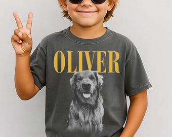 Camiseta infantil personalizada para cães, camiseta infantil Comfort Colors personalizada para animais de estimação, presente personalizado vintage para gatos