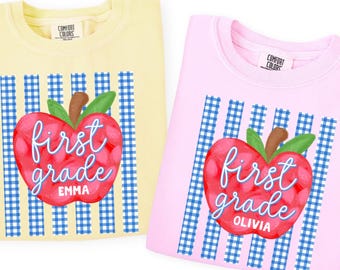 Girls First Grade Shirt, Personalized First Grader Tee, Comfort Colors Back to School Tees, Youth 1st Grade Tshirt, First Day of School Kids