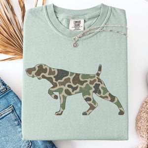 Camiseta de Braco Alemán de Pelo Corto, camiseta de camuflaje para perro GSP, camiseta con gráfico de perro de caza, camiseta unisex de colores cómodos, regalo GSP para amantes de los perros