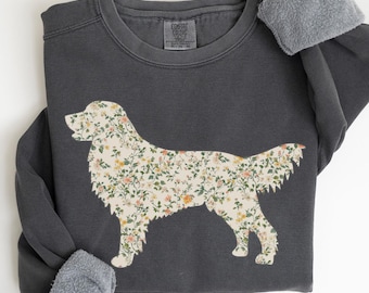 Comfort Colors® Golden Retriever Sweatshirt, Floral Golden Mama Shirt, Dog Crewneck, Golden Dog Sweater, Dog Lover Gift, Golden Mom Tee