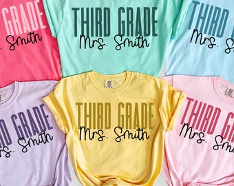 Custom Third Grade Teacher Shirt, Personalized 3rd Grade Team Shirts, Comfort Colors Back to School Tee, Grade Level Tshirt, Appreciation