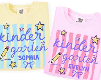 Maglietta personalizzata per l'asilo, maglietta per bambine con nome personalizzato per il ritorno a scuola, maglietta per bambini piccoli con nome per l'asilo, regalo per l'asilo