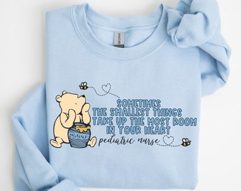 Winnie the Pooh Pediatric Nurse Sweatshirt, Pooh Bear Peds Nurse Sweater, Vintage Bear Peds Nursing Crewneck, Cute PICU Children's Nurse
