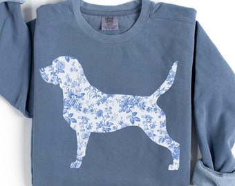 Sudadera Beagle de Comfort Colors®, cuello redondo para mamá Beagle de Toile, regalo para mamá Beagle, regalo para el día de la madre, mamá perruna, regalos florales para amantes de los Beagles