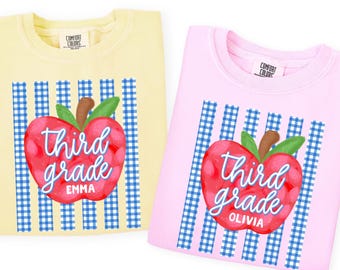 Personalized Third Grader Shirt, Custom Girls Name Tee, Comfort Colors Back to School Elementary Tshirt, 3rd Grade Gift, Kids First Day Tees