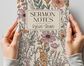 Personalized Sermon Notes Notebook, Wildflowers Church Notes, Floral Prayer Journal, Custom Notebook