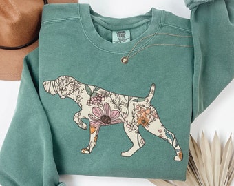 Comfort Colors® German Shorthaired Pointer Sweatshirt, Wildflowers German Pointer Crewneck, Pointer Mama Shirt, German Pointer Mom Gift