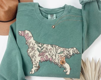 Sudadera Comfort Colors® Irish Setter, Cottagecore Irish Setter Mama Crewneck, Regalo moderno para dueños de perros, Regalos para mamá de Irish Setter, Camisa Setter