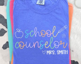 School Counselor Shirt, Custom Teacher Appreciation Gift, Personalized Counselor Gift, School Psych Mental Health Tee, Back to School Team