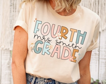 Camiseta retro para maestra de cuarto grado / Camiseta personalizada para la vuelta al cole