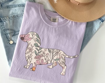 Comfort Colors® Dachshund Shirt, Dachshund Mama Shirt, Cottagecore Doxie Mama Tshirt, Dachshund Shirt, Dachshund Mom Gift, Dog Lover Gifts