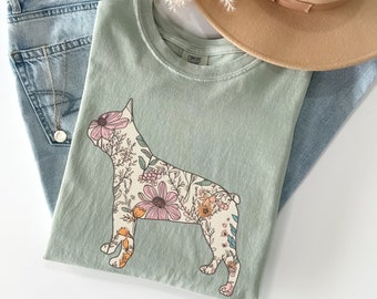 Comfort Colors Boston Terrier Shirt, Wildflower Dog Lover Gift