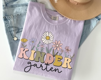 Comfort Colors® Kindergarten Teacher Shirt, Wildflowers Kinder Shirt, Kindergarten Tshirt, Cute Kindergarten Teacher Shirts, Back to School
