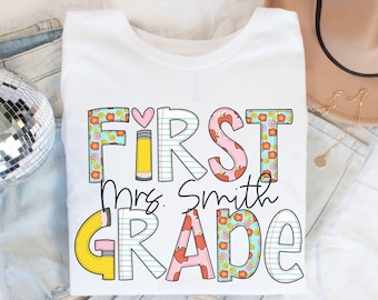 Custom First Grade Teacher Shirt, Teacher Team Shirts, Personalized 1st Grade Teacher Shirt, 1st Grade T-shirt, First Grade Tshirt, Retro