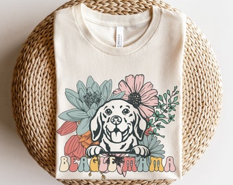 Beagle Mama Blommig T-shirt | Hundmamma T-shirt