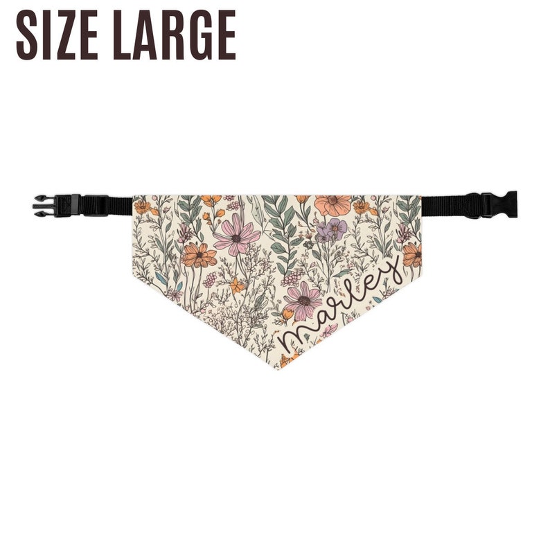 Custom Pet Bandana, Wildflowers Girl Dog Collar, Personalized Pet Name