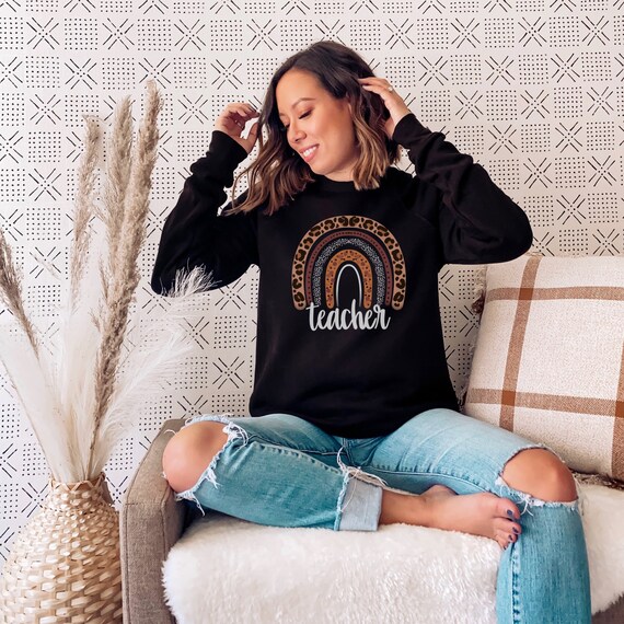 Teacher Sweatshirt Teacher Boho Rainbow Teacher Sweater - Etsy