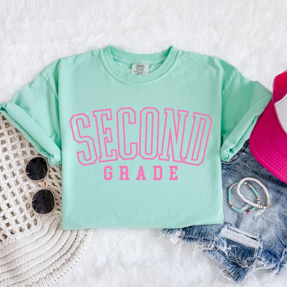 Comfort Colors® Second Grade Teacher Shirt, Bright Colors 2nd Grade Teacher Shirt, Varsity Second Grade Teacerh Tshirt, Retro Elementary Tee
