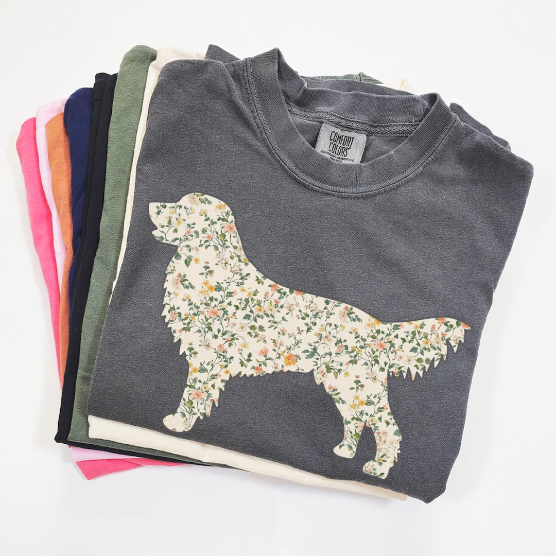 Comfort Colors® Golden Retriever T Shirt, Floral Golden Retriever T ...