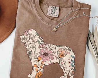 Comfort Colors® Newfoundland Dog Shirt, Wildflower Newfie T Shirt, Floral Newfoundland Dog T-Shirt, Dog Mom Gift, Gift for Dog Mama, Trendy