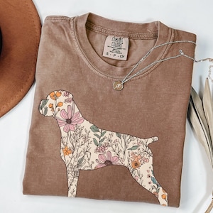 Comfort Colors Boxer Dog Shirt, Floral Dog Mom Gift