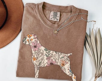 Komfort Farben Boxer Hunde Shirt, Blumen Hund Mama Geschenk
