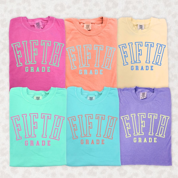 Comfort Colors® shirt voor leraar vijfde leerjaar, terug naar school team 5e leerjaar, overhemden basisschool, shirt Dream Team, trendy vijfde leerjaar