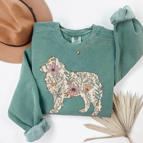 Comfort Colors Australian Shepherd Sweatshirt: Wildflower Aussie Dog Mama Gift