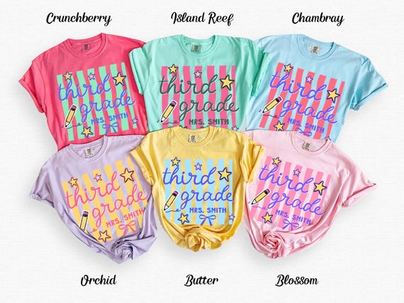 Custom Third Grade Teacher Shirt, Comfort Colors Personalized Name 3rd Grade Teacher Tee, Back to School Teacher Name Shirt, Appreciation