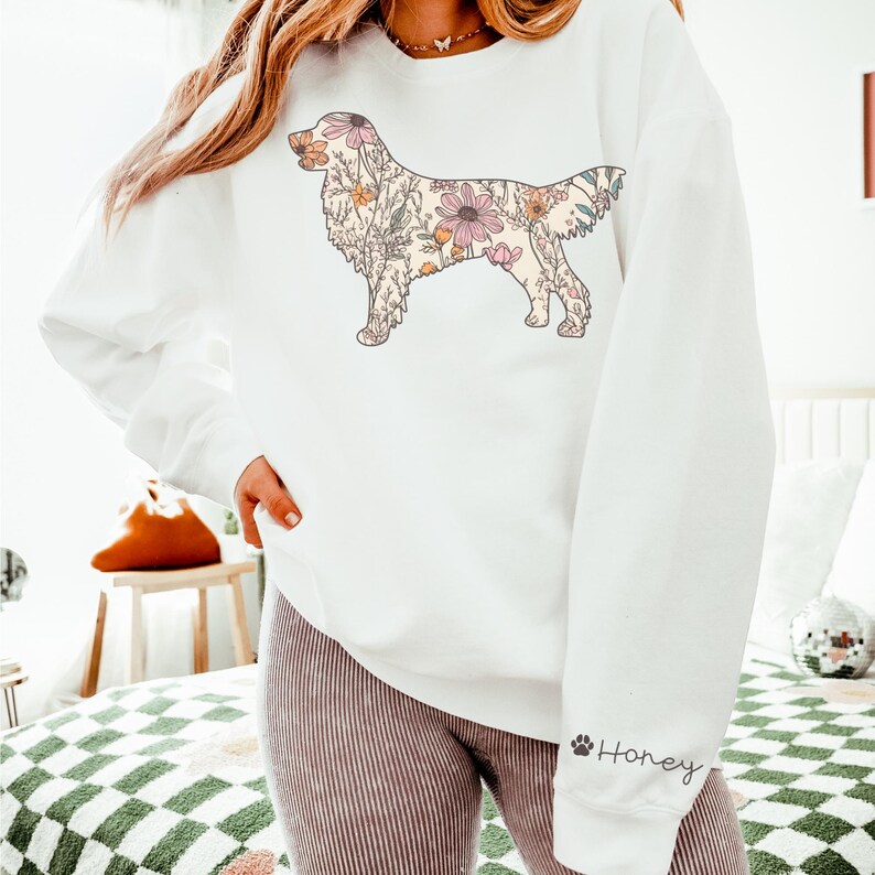 Comfort Colors® Golden Retriever Sweatshirt, Custom Dog Name Sweater ...