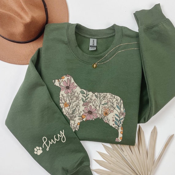 Custom Australian Shepherd Sweatshirt, Dog Name Sleeve Aussie Crewneck, Aussie Dog Mama Sweater, Gift For Aussie Mom, Christmas Gifts