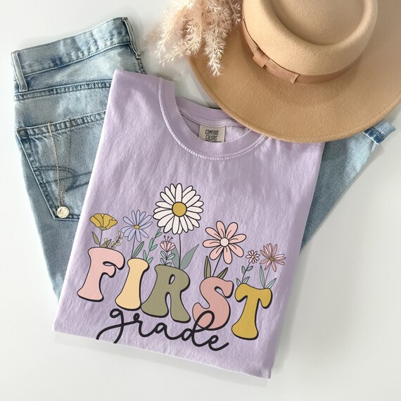 Comfort Colors® Wildflowers First Grade Teacher Shirt, Teacher Team Shirts, 1st Grade Teacher TShirt, 1st Grade T-Shirt,  Elementary Tee