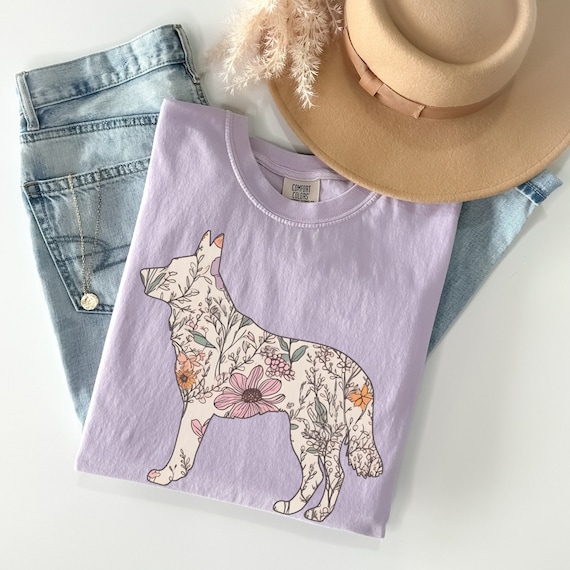 Comfort Colors® Australian Cattle Dog T Shirt, Wildflowers Blue Heeler Shirt, Cottage Core Blue Heeler Mom Gift, Gift for Cattle Dog Mama