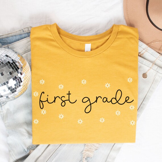 Daisies First Grade Teacher Shirt, 1st Grade Teacher Tee, First Day of School Matching Tshirt, New Teacher Gift, Teacher Squad, Minimalist