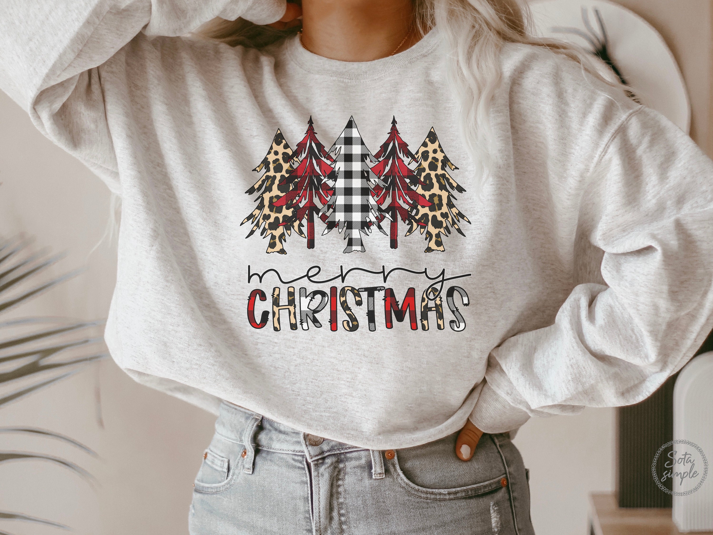 Christmas Shirt for Women Cheetah Christmas Shirt Plaid - Etsy