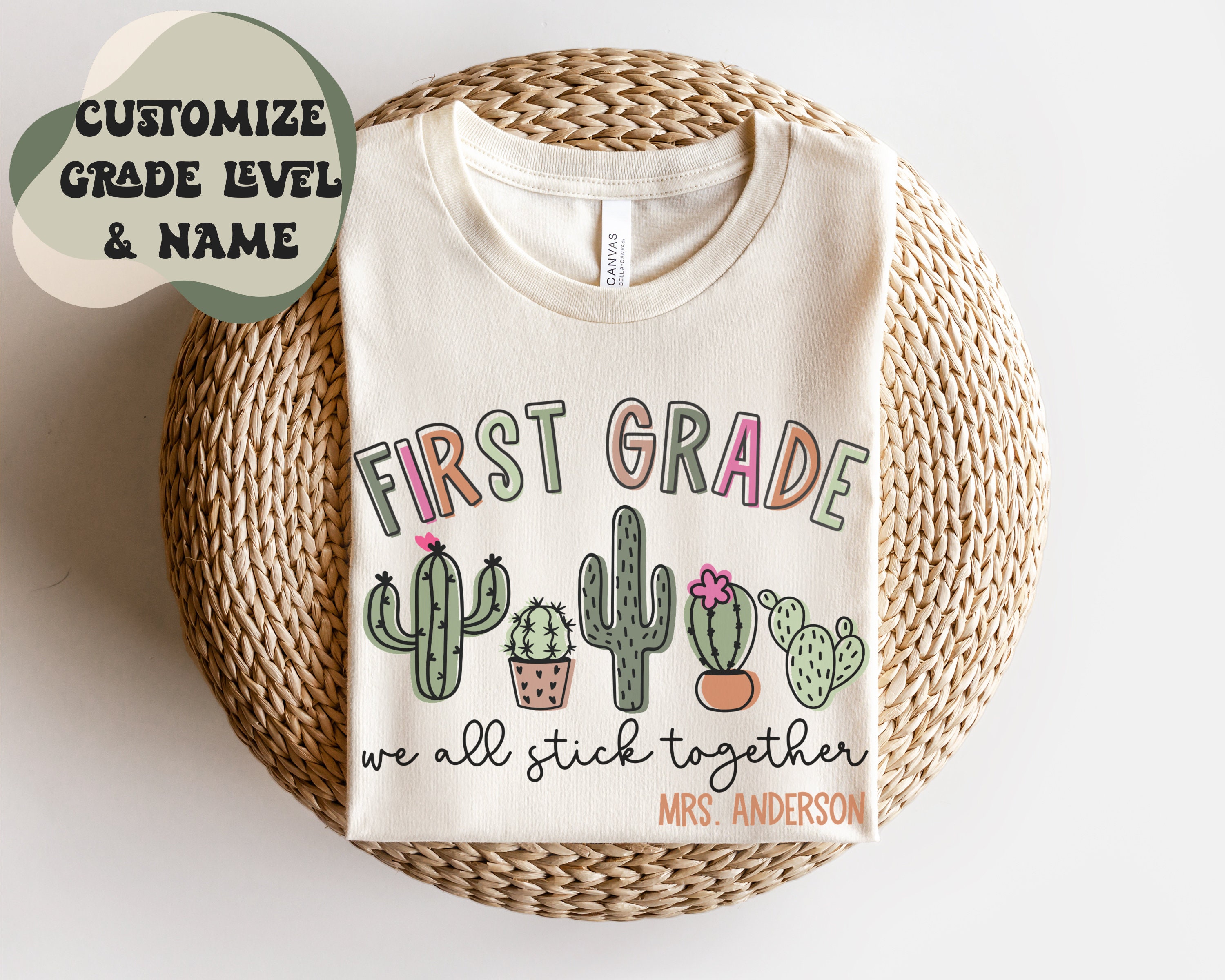 Custom Teacher T-shirt | Personalized Grade Level, Cactus Design - Etsy, image size:3000x2400