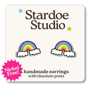 Rainbow Earrings | Rainbow and Cloud Jewelry | Pride Earrings | Fun Cute Kawaii Vibes | Cute Gift for Kids