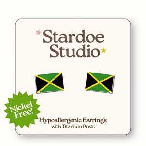 Jamaica Flag Earrings • Jamaican Pride Studs • Caribbean Country Flag Earrings • Carnival Jewelry