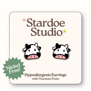 Cow Earrings • Cute Earrings for Kids • Animal Studs • Funny Earrings for Girls and Boys • Moo I&#39;m A Cow Earrings • Farm Animal Jewelry