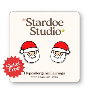 Santa Claus Stud Earrings: Hypoallergenic Christmas Jewelry
