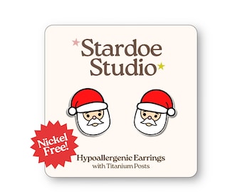 Santa Claus Stud Earrings: Hypoallergenic Christmas Jewelry
