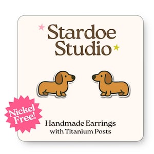 Wiener Dog Earrings • Dachshund Studs • Cute Dog Jewelry • Fun Earrings for Dog Lovers • Sausage Dog Earrings • Hypoallergenic Studs